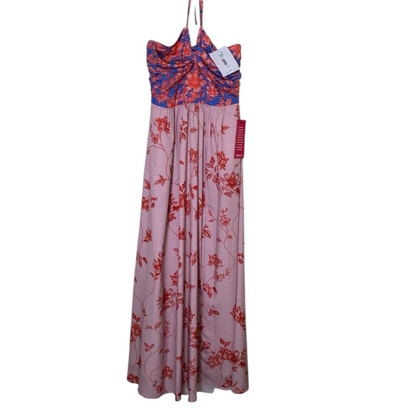 Badgley Mischka Dresses & Skirts - NWT Badgley Mischka size 2 Halter Blue Red Pink dress Floral MAXI